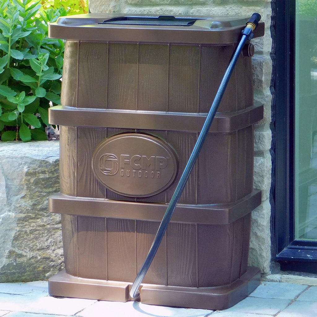 FCMP Outdoor WG4000-GRY Home Outdoor Wood Grain Rain liquid Catcher Barrel