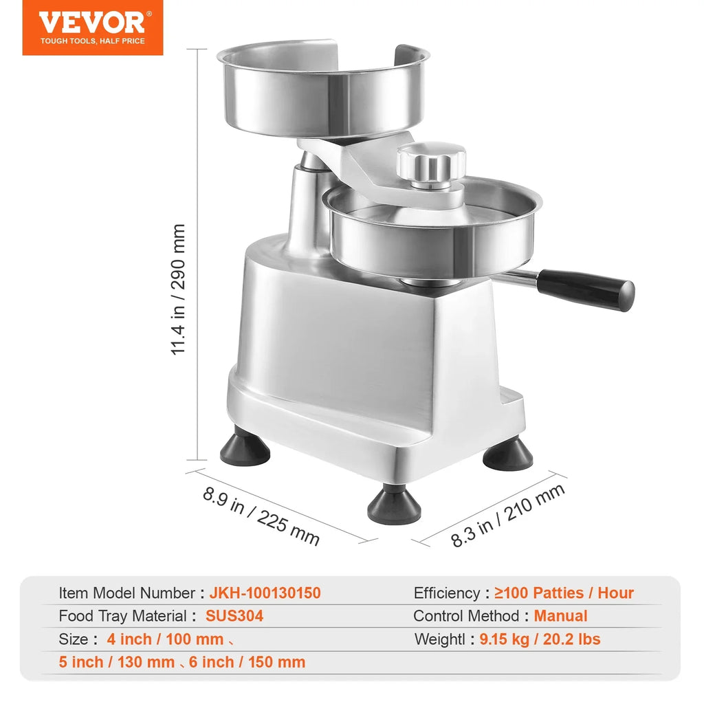 SKYSHALO 4"/5"/6" Commercial Burger Patty Maker Hamburger Press Forming Machine