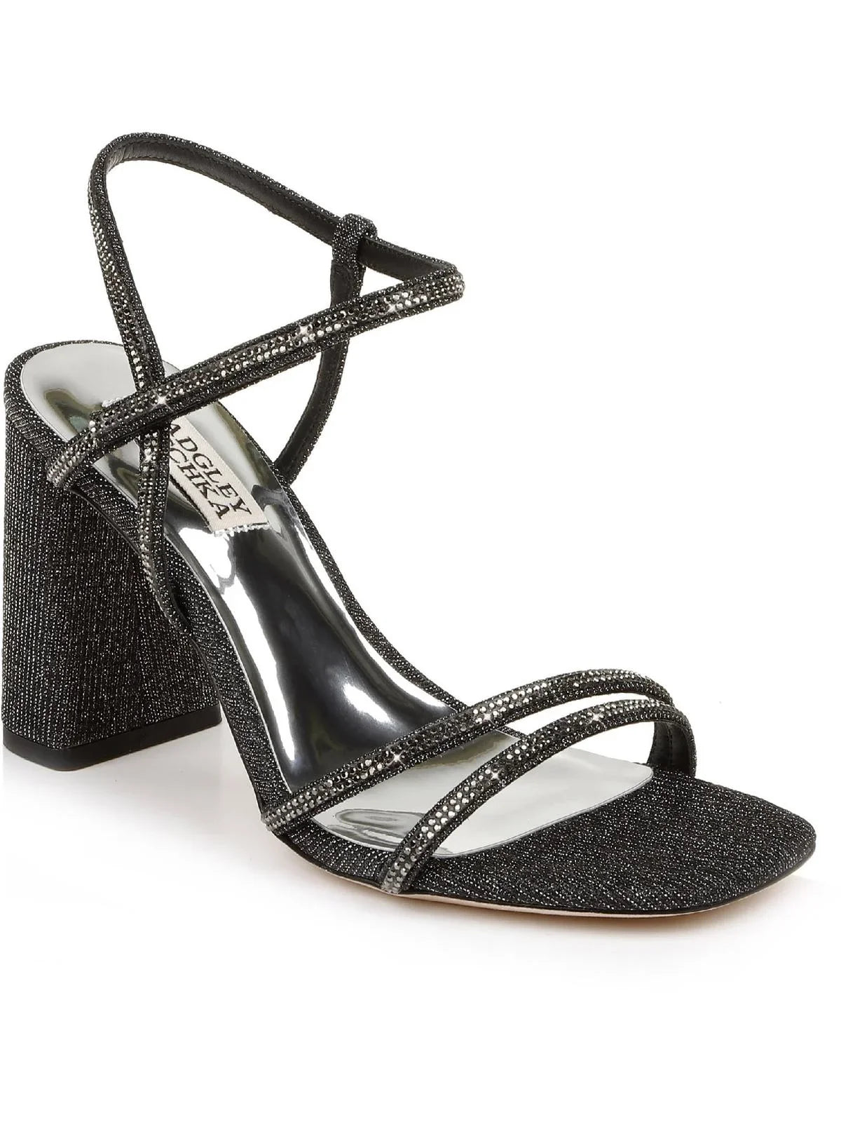 Badgley Mischka Womens Rebekah   Shimmer Strappy Block Heels