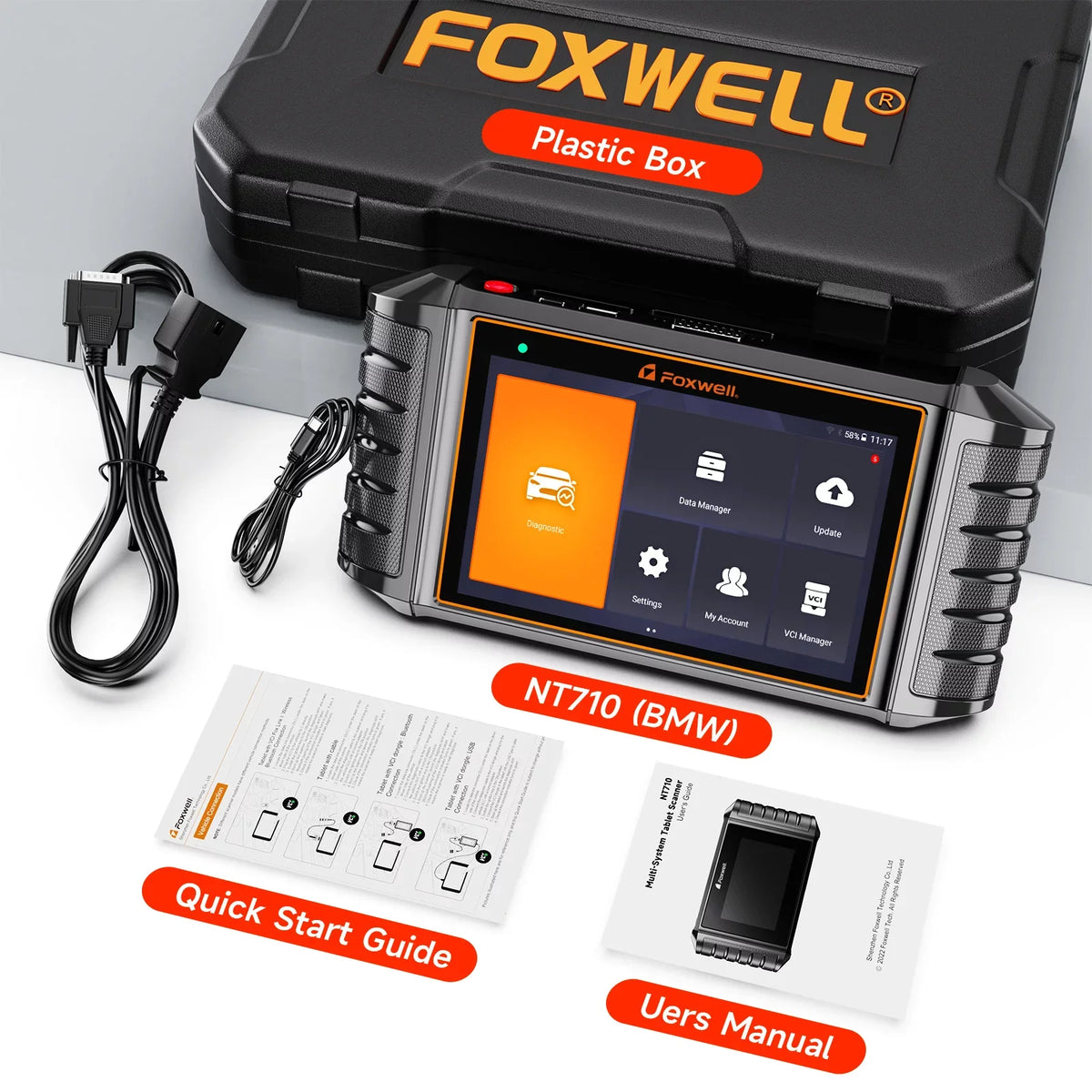 Foxwell NT710  Car Scanner Bi-Directional Control Scan Tool Active Test OBD2 Scanner All Systems Diagnostic Tool 31+ Maintenance Services Automotive Code Reader for  MINI RR OBDII Automobiles