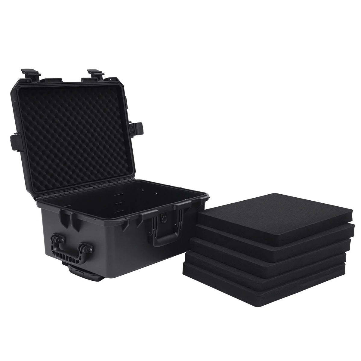 Miumaeov Large Portable Protective liquid and Shock protected Hard Case Camera Tools Equipment Laptop Hard Case Box with Wheels and Handle with 5 Layers Foam Black 16.7" x 12" x 21.25"