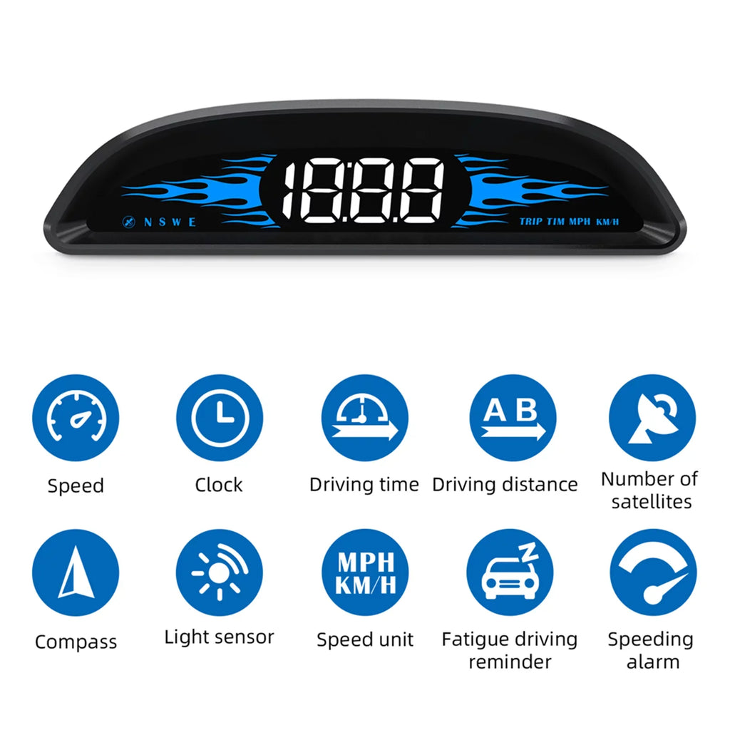 GoolRC Car HUD Head-up Display Digital Navigation Speedometer Dual System Display Screen with SpeedTimeDirectionMileage Vehicle Overspeed Alarm Fatigue Driving Alarm