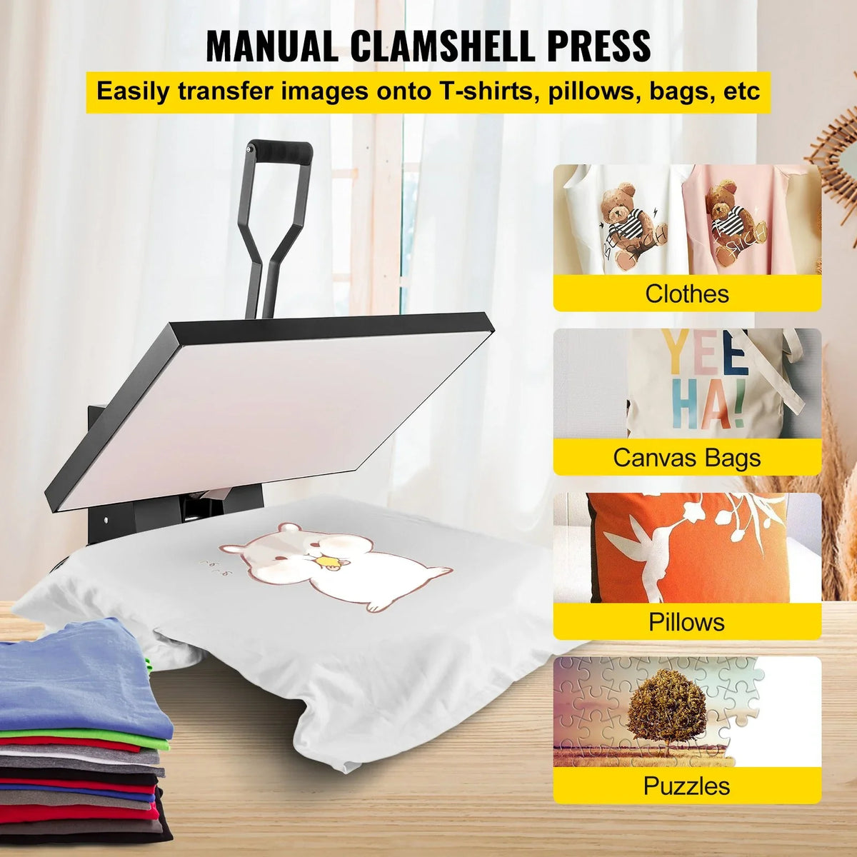 VEVOR 16x24 Heat Press Machine 1700W Power, Industrial Sublimation Printer for TShirt and Heat Transfer Vinyl, Easy to Use Digital Heat Press Black