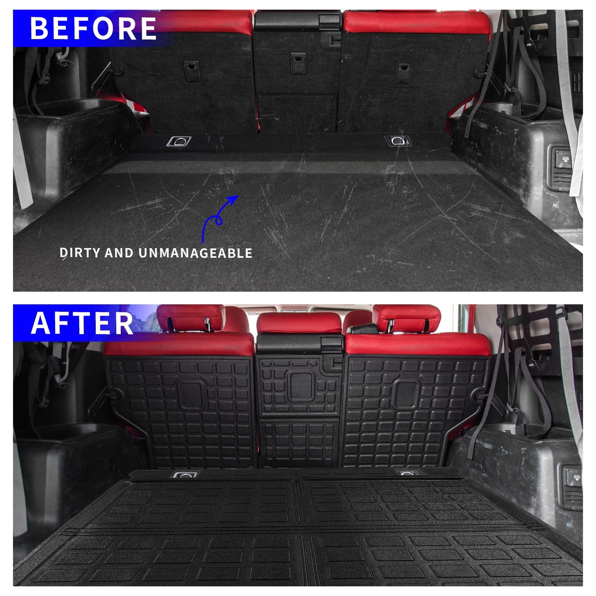 Fit 2013-2023  4Runner Floor Mats Trunk Mat Cargo Mat Cargo Liner All climate Back Seat protector Protector 2022 4 Runner Accessories (Fit Without Sliding Tray)