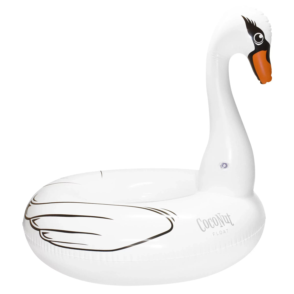 CocoNut Float: Majestic White Swan Pool Ring - 48"x43" Inflatable, Jumbo Round moisture Raft, Anti-Leak, Durable, Party
