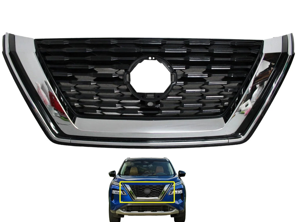 2021 2022 2023 matching With Rogue Front Bumper Upper Grille Chrome With Camera Option