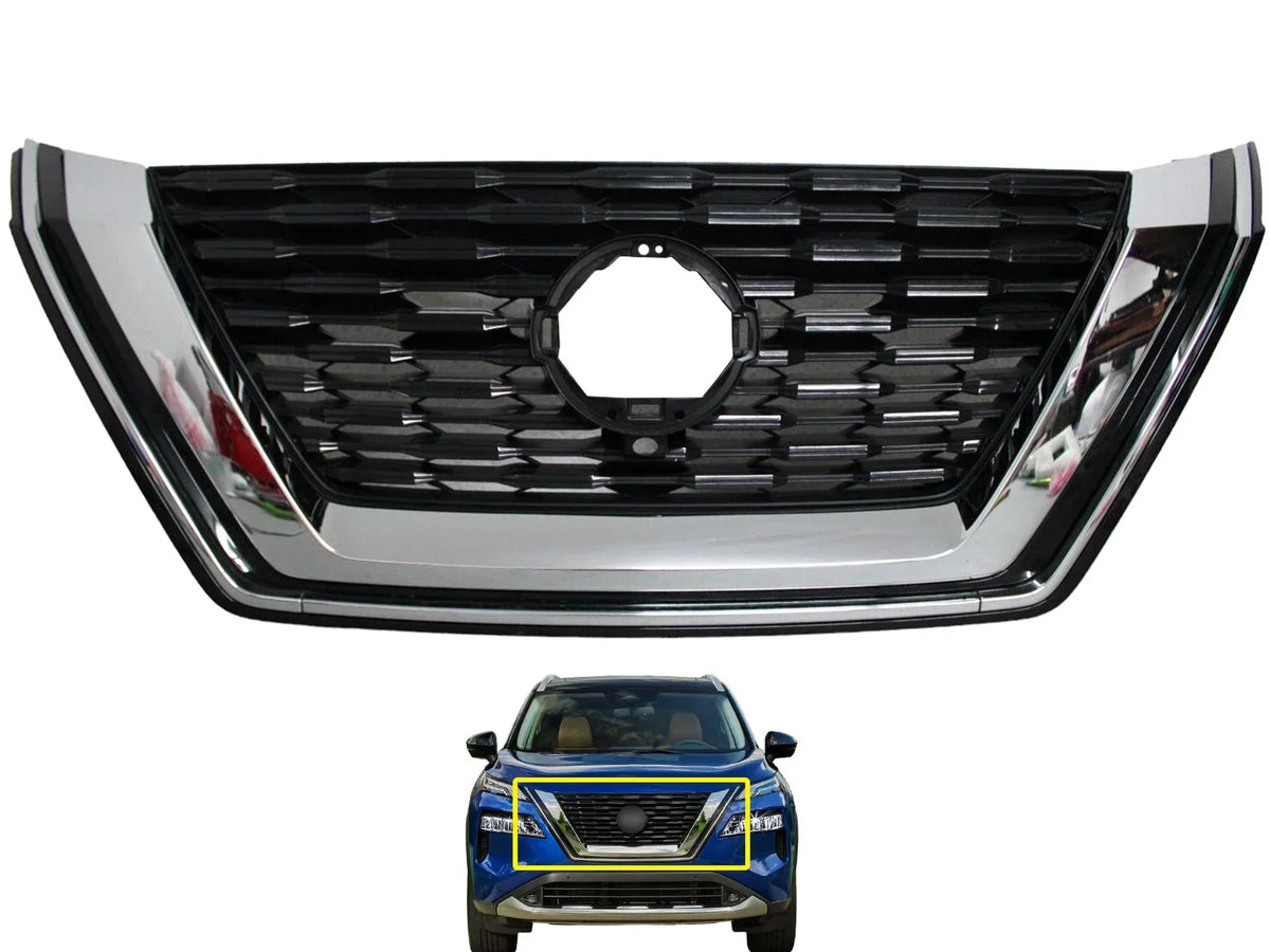 2021 2022 2023 matching With Rogue Front Bumper Upper Grille Chrome With Camera Option