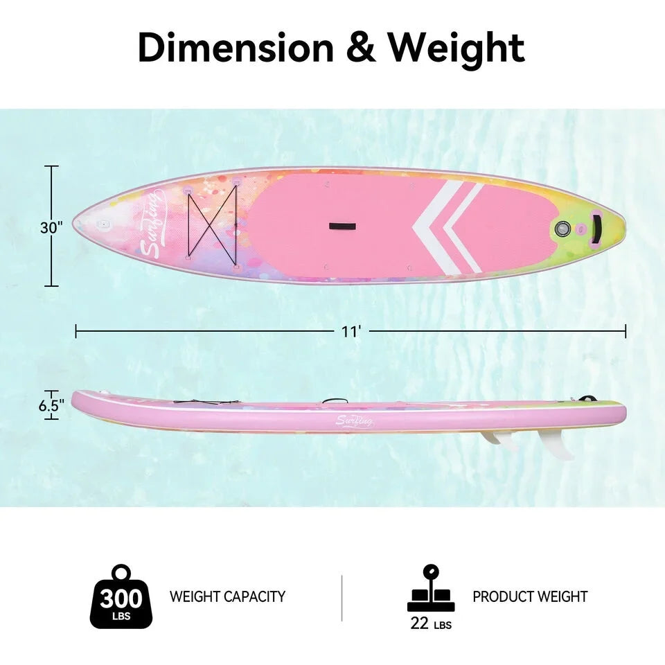 FULLWATT 11FT Stand Up Paddle Board Inflatable SUP Surfboard Complete Kit with Kayak Seat