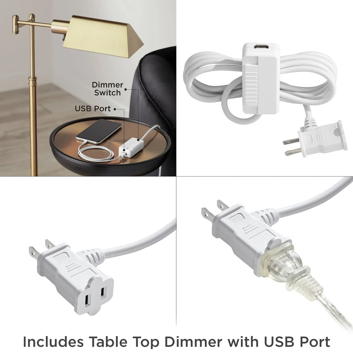 360 Lighting Modern Arc Floor Lamp with USB Charging Port 72" Tall Brushed Nickel White Drum Shade for Living Room Reading House