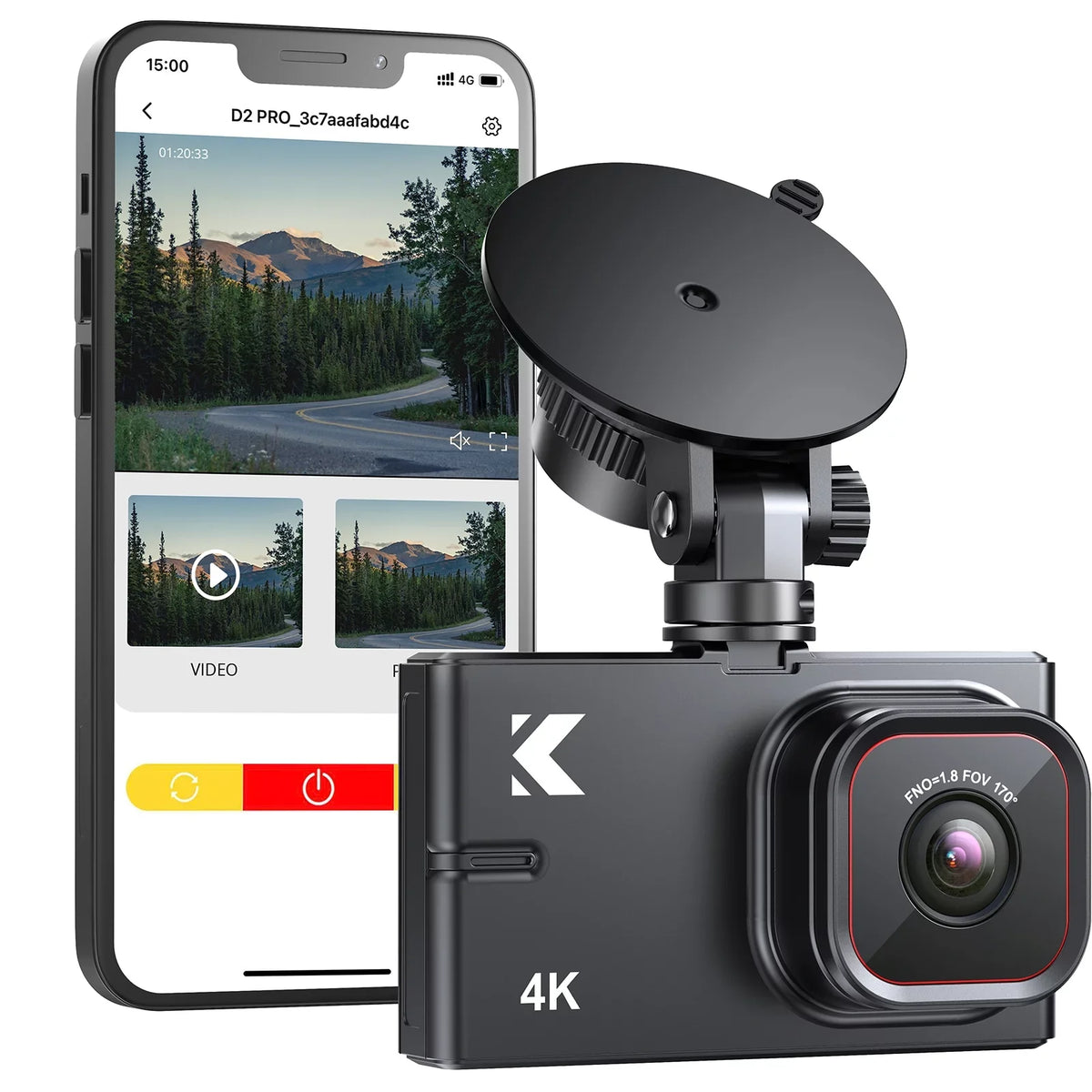 4K Dash Cam Front and Rear with WiFi - Kingslim D2 Pro 4K Front and 1080P Rear Dual Dash Cam for Cars, Car Dashboard Camera with Night Vision and Parking Monitor, 256GB Supported[Upgraded Version]