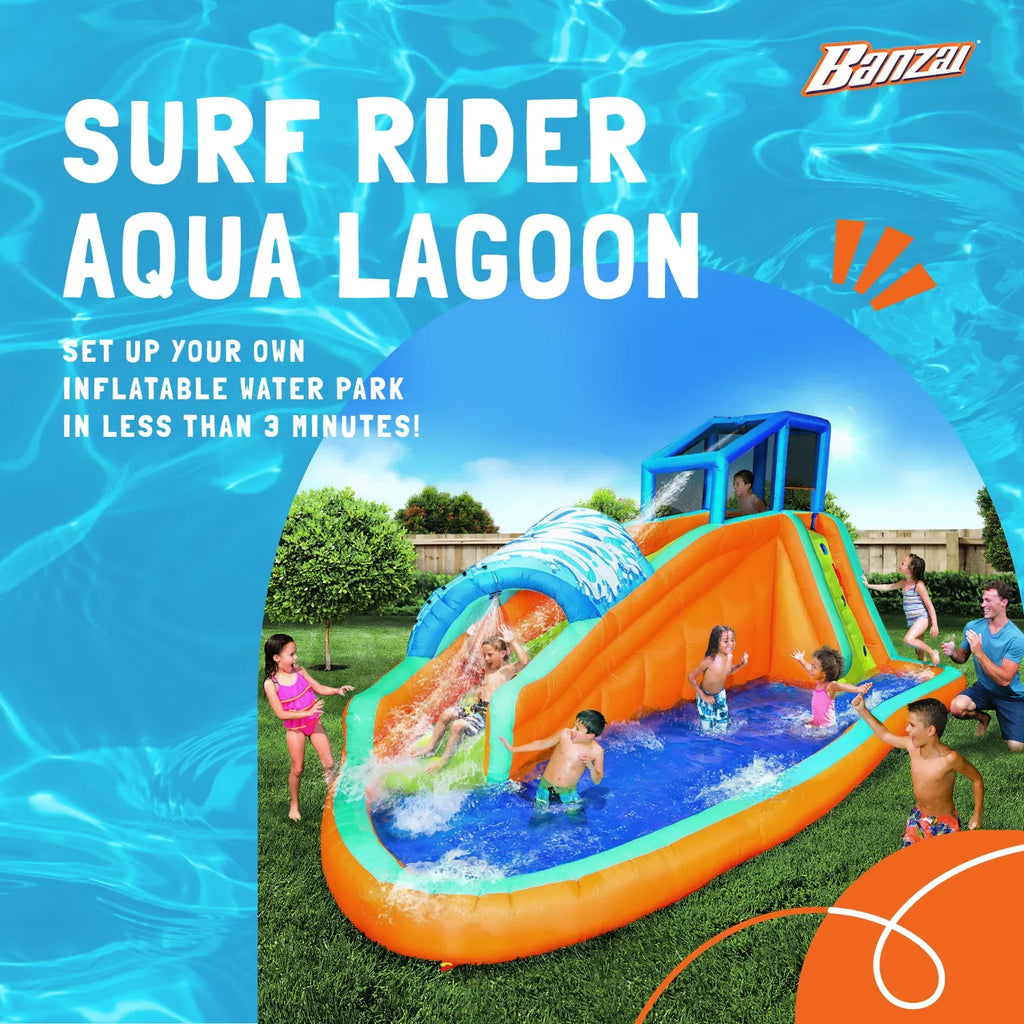 Banzai Surf Rider Kids Inflatable Outdoor Lagoon aqua Slide Splash Park