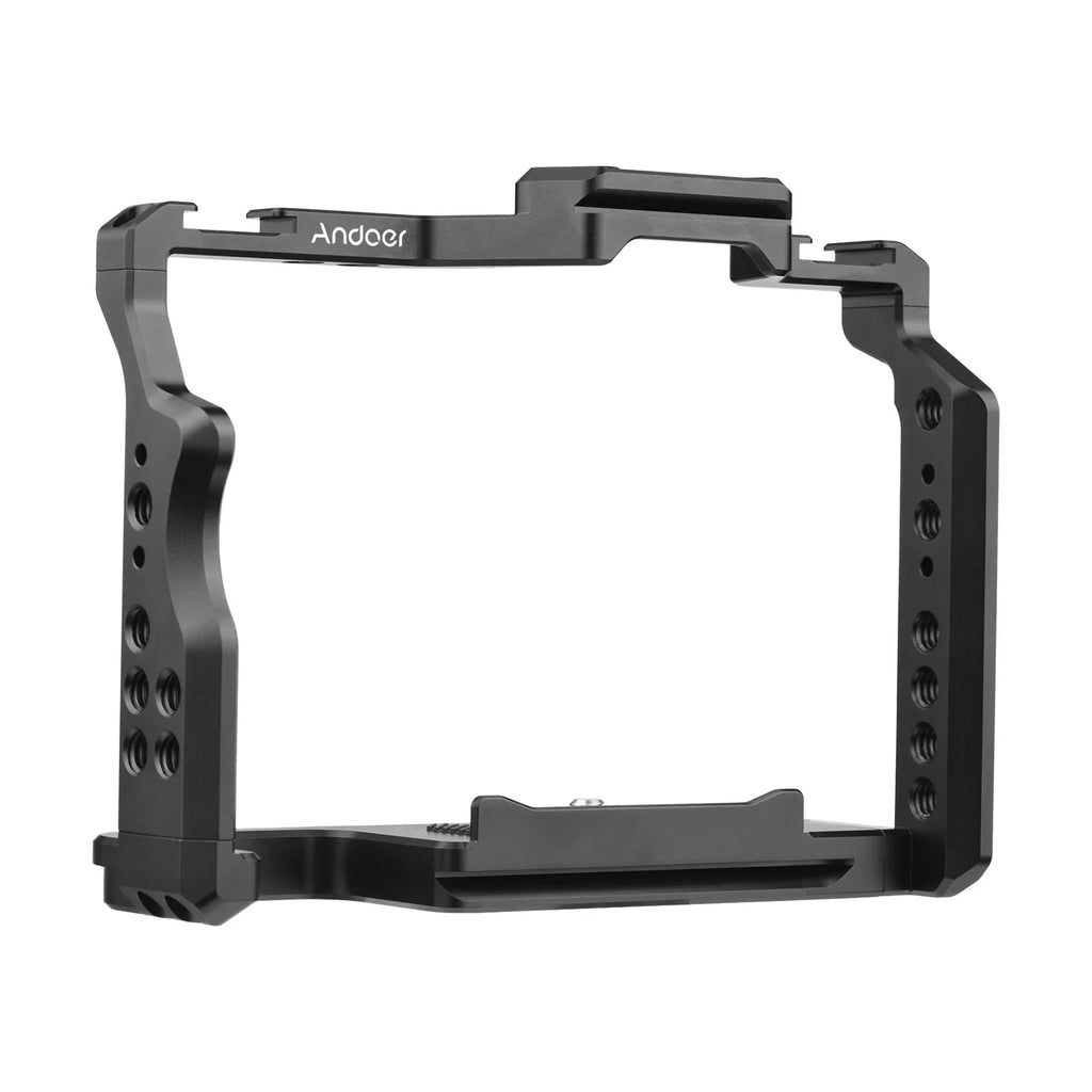 Andoer Cage Aluminum Alloy Video Cage with Dual Cold Shoe Mounts Numerous 14 Inch Threads Replacement for  A7IV/ A7III/ A7II/ A7R III/ A7R II/ A7S II