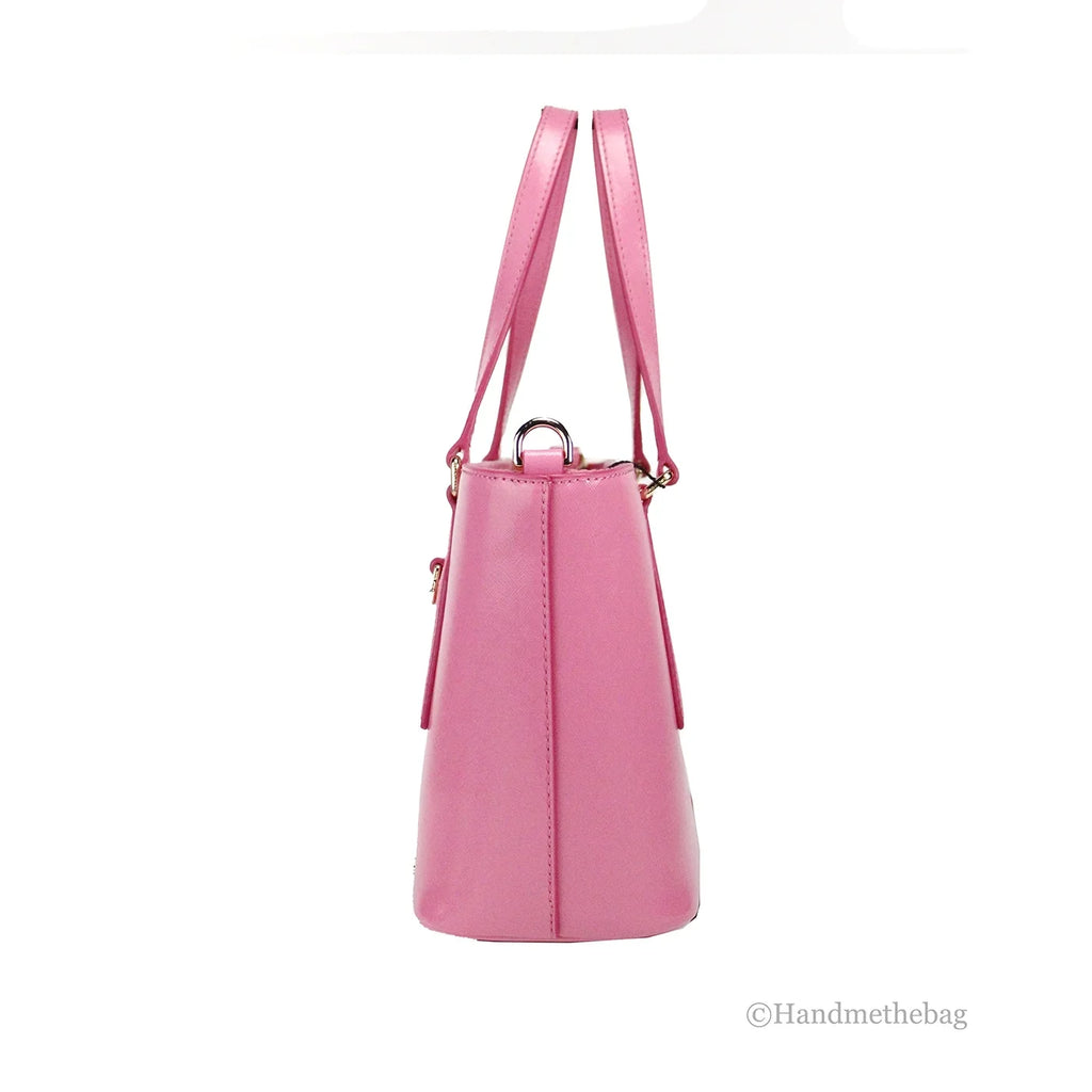 Marc Jacobs Small Candy Pink Saffiano Leather Tote Crossbody Bag
