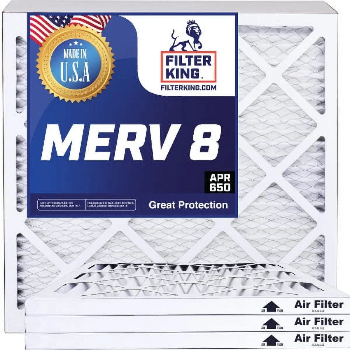 Filter King 10.5x38x1 Air Filter | 4-PACK | MERV 8 HVAC Pleated A/C Furnace Filters | MADE IN USA | Actual Size: 10.5 x 38 x .75"
