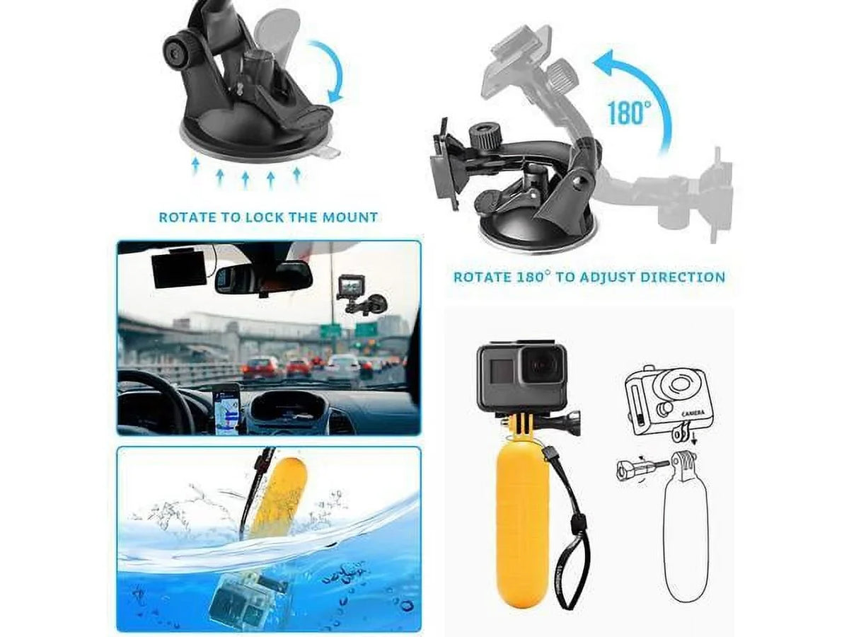 Accessories Kit for AKASO EK5000 EK7000 4K WiFi Action Camera GoPro Hero 9 8 7 6 5/Session 5/Hero 4/3+/3/2/1 Max Fusion SJ4000 SJ5000