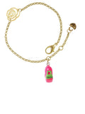 Delight Jewelry Resin Hot Pink Love Snail Gold-tone Rose Link Chain Bracelet, 6.25"+1.75" Extender