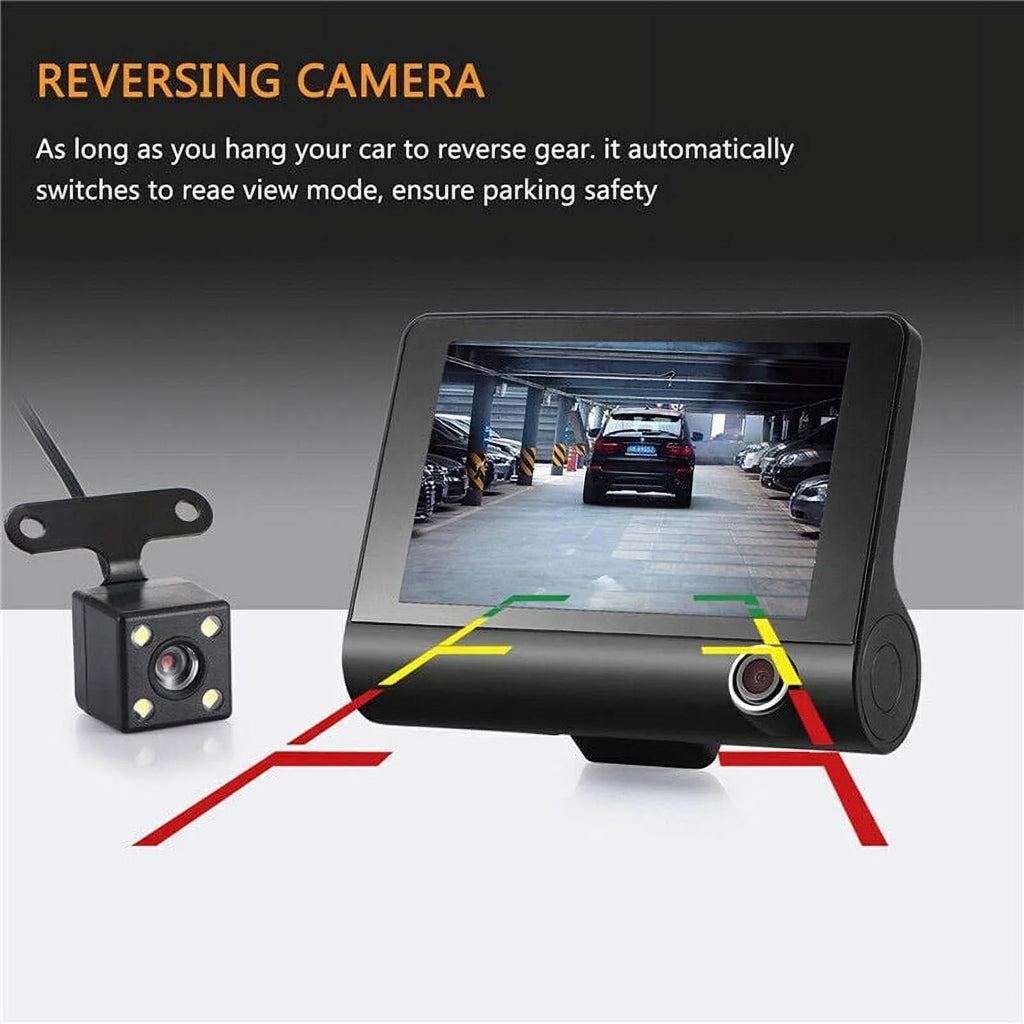 TASHHAR Car Dual Lens Dash Cam 1080P 4" HD DVR Front/Rear/Built-In Video Camera Driving Recorder G-Sensor, Motion Detection and Parking Monitoring
