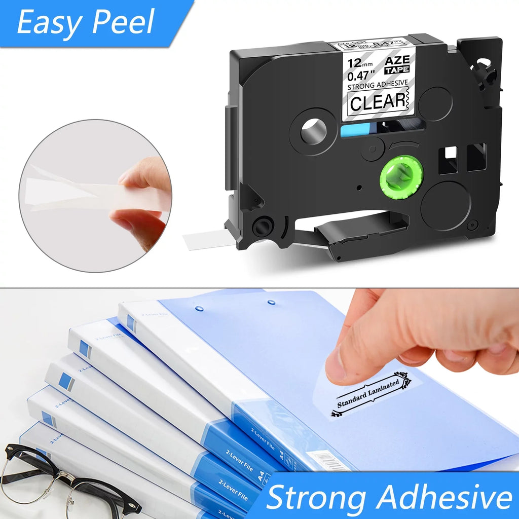 GREENCYCLE 20PK suitable for Brother P-touch Black on Clear 12mm TZ TZe TZe-S131 TZ-S131 TZ-131 TZe-131 Extra Strength Laminated Label Tape
