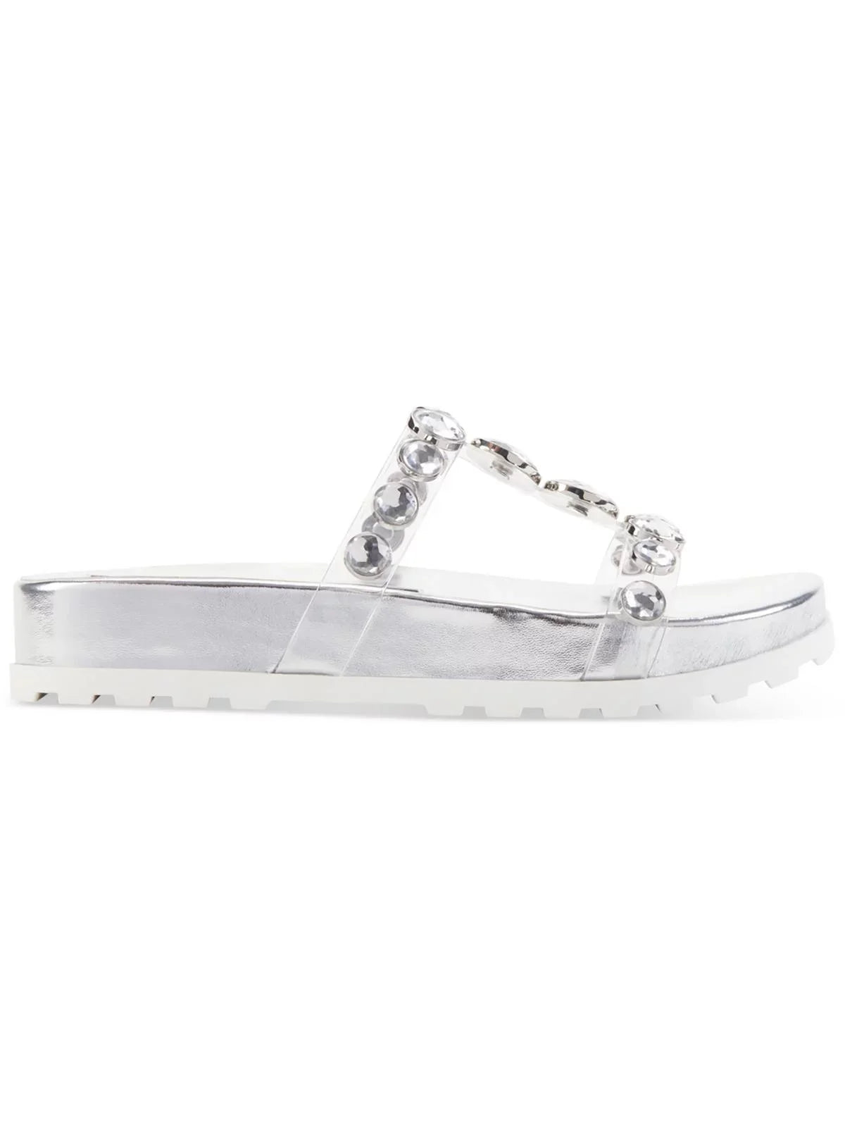 Karl Lagerfeld Paris Womens Belinda  Faux Leather Slip On Slide Sandals