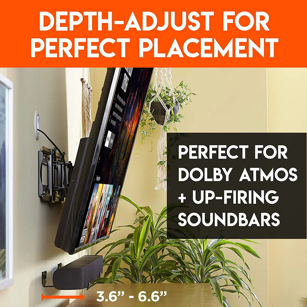 Echogear Universal Soundbar Wall Mount Bracket - Works with All Soundbars Including , Vizio, Roku, & More - Depth Adjustable for Dolby Atmos Soundbars