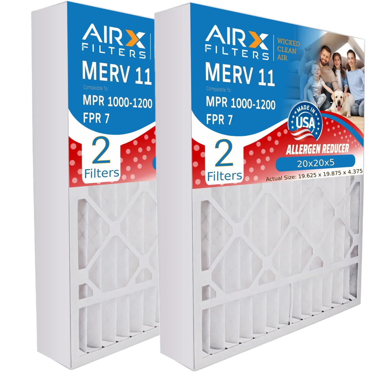 20x20x5 Air Filter MERV 11 Comparable to MPR 1000, MPR 1200 & FPR 7 appropriate with Lennox X0585 Air Filter 2 Pack by AIRX FILTERS WICKED CLEAN AIR.