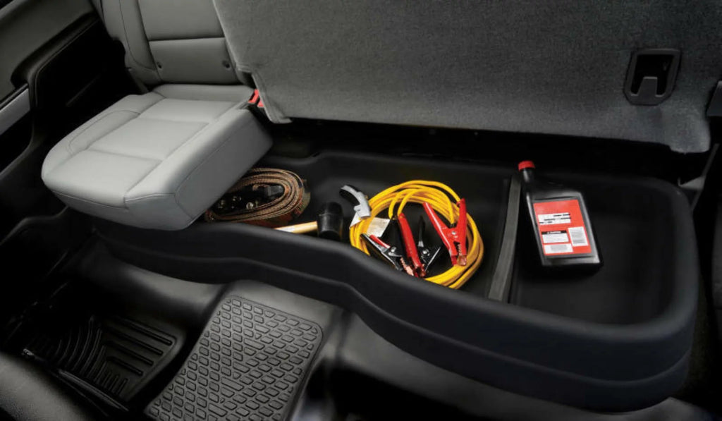 Husky by RealTruck - 9511 matching with 2014-19  Tundra Double Cab Gearbox Under Seat Storage Box Black