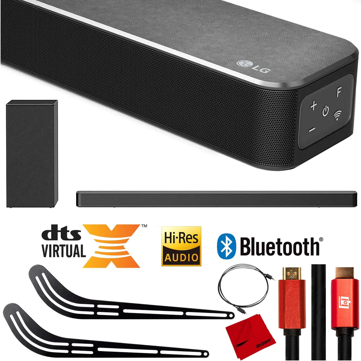 SN6Y 3.1 ch High Res Audio Sound Bar with DTS Virtual:X Virtual Surround Sound 420W Bundle With Wireless Subwoofer + Deco Gear High Speed HDMI Cable + TV and Soundbar Mounting Bracket Mount Kit