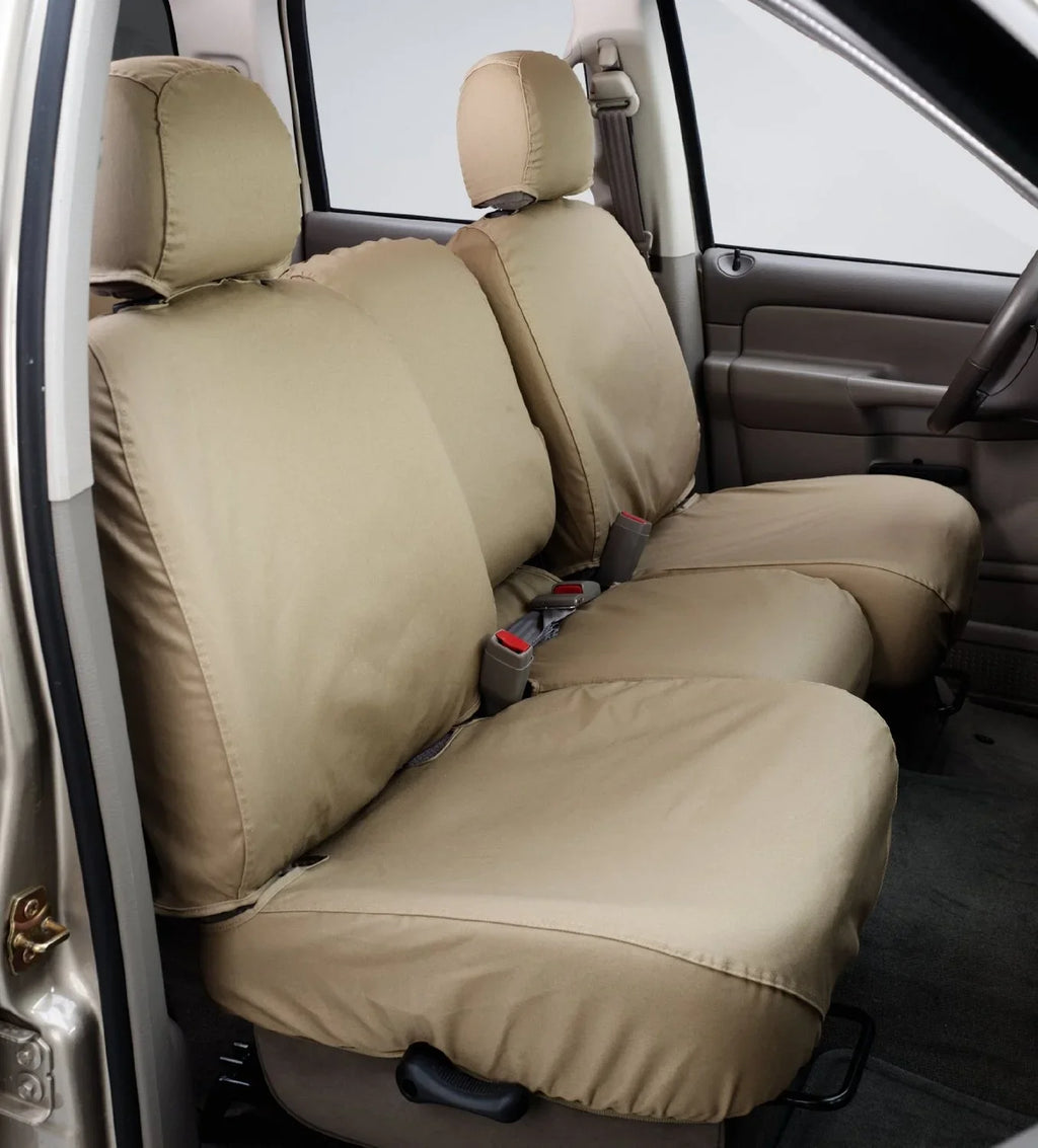 Covercraft Custom-Fit Front Bench SeatSaver Seat Covers - Polycotton Fabric, Charcoal Black Fits select: 2001-2003  F150