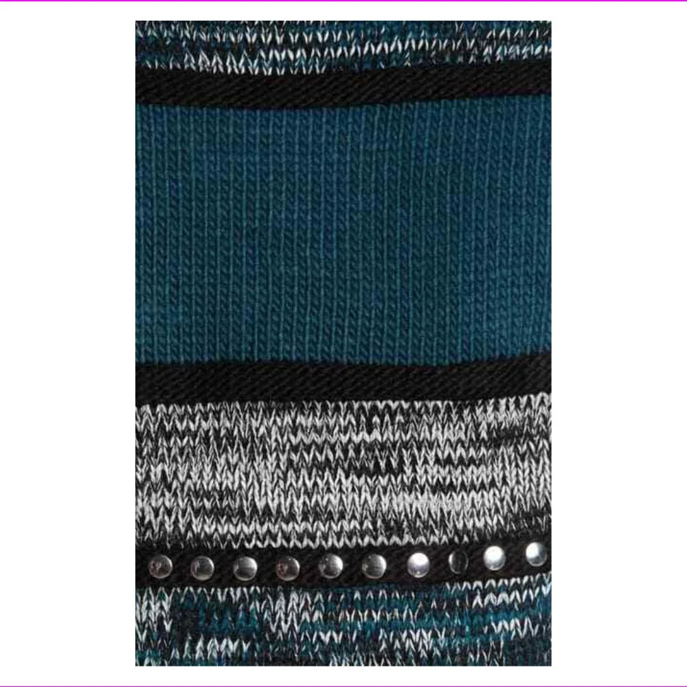 Michael Kors, Stripe Print Embellished Stud Fringe Wrap Scarf, LUXE TEAL,Size OS