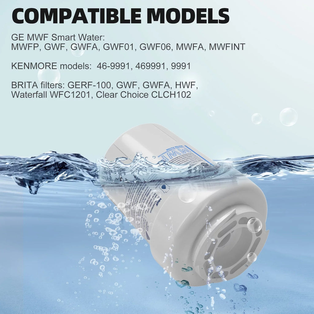 6 Pack MWF Refrigerator liquid Filter Replacement , suitable with SmartWater MWF, MWFINT, MWFP, MWFA,GWF, GWFA Fridge moisture Filter