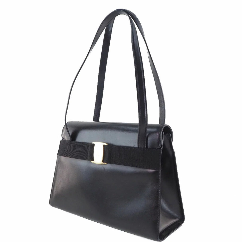 Pre-Owned Salvatore Ferragamo Vara BK-21 7675 Calf Black Women's Shoulder Bag (Fair)