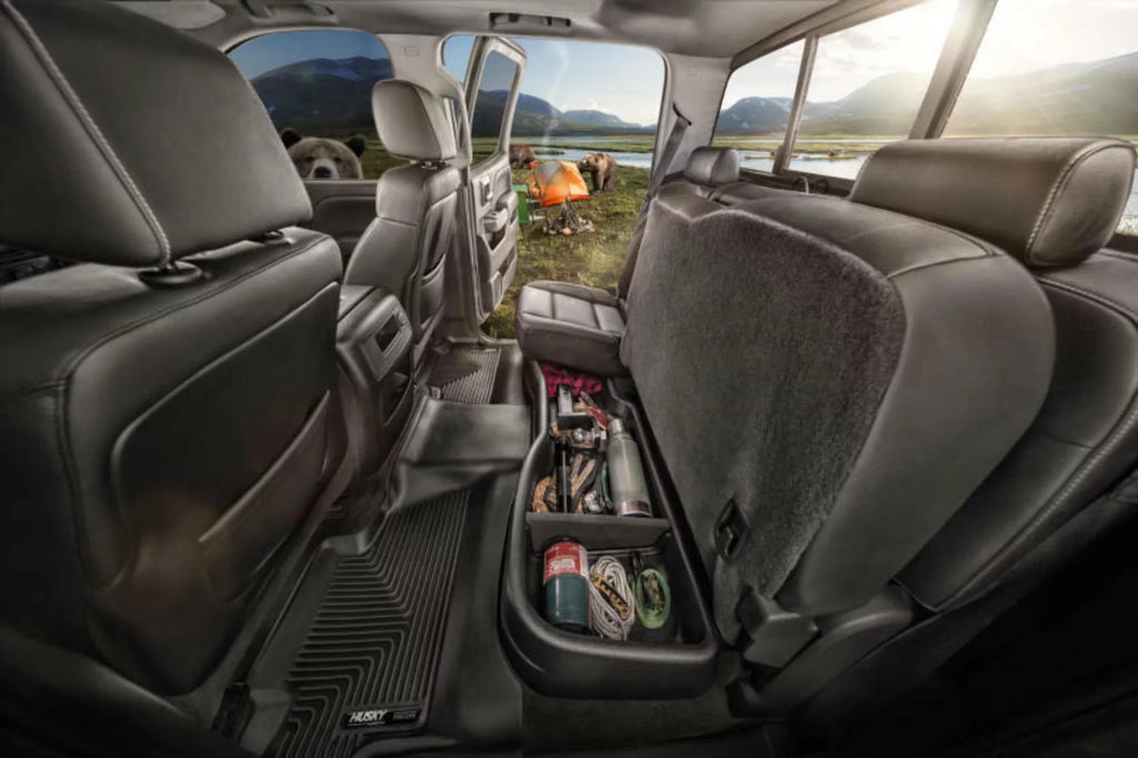 Husky by RealTruck - 9511 matching with 2014-19  Tundra Double Cab Gearbox Under Seat Storage Box Black