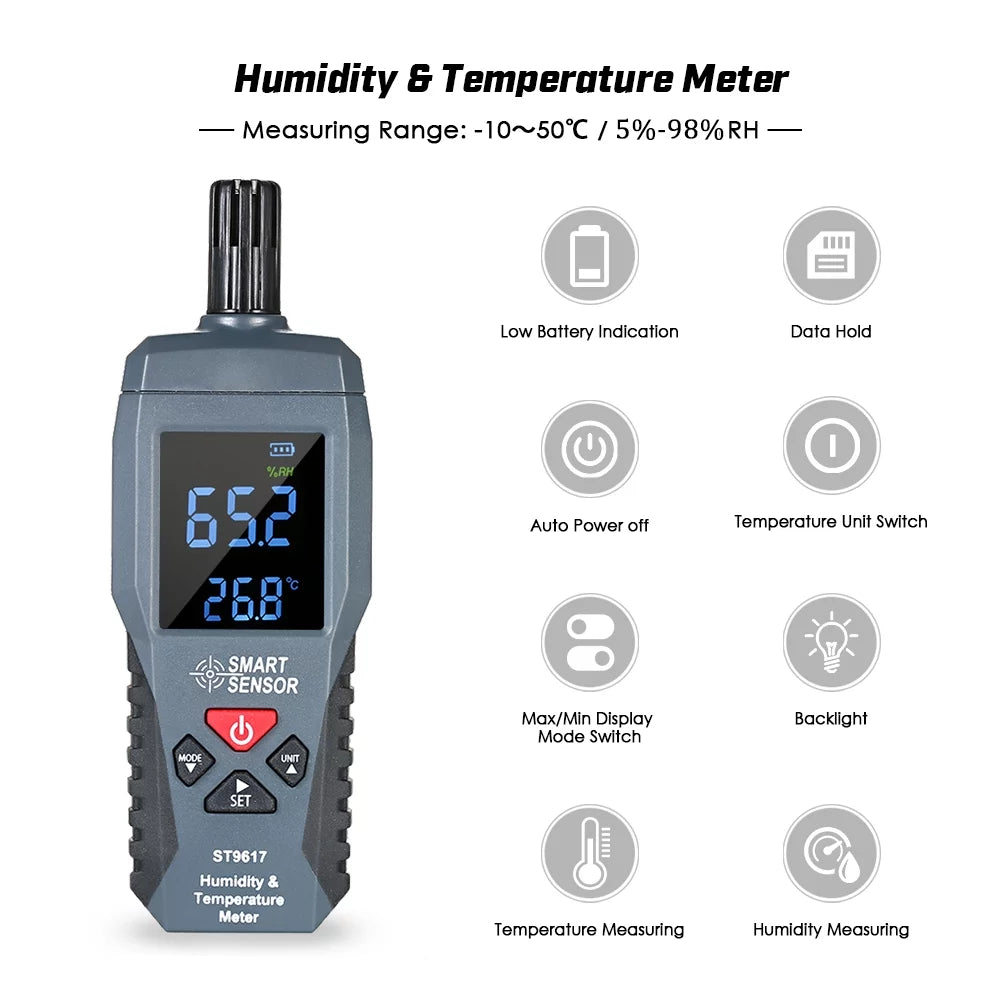 SMART SENSOR Humidity &  Meter High Accuracy Digital LCD Display Humidity Hygrometer  Meter  Gauge Tester