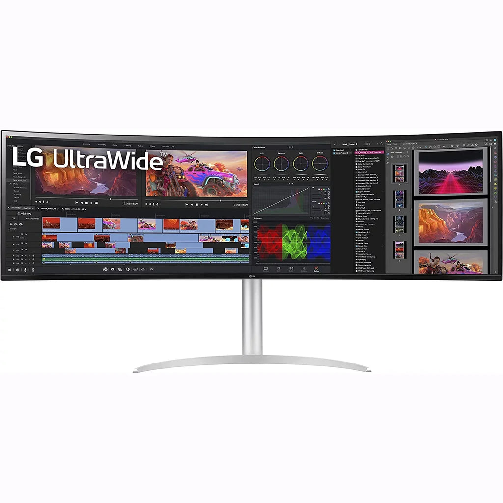 Open Box  49WQ95C-W 49" 32:9 Curved UltraWide DQHD (5120 x 1440) Nano IPS Monitor, NVIDIA G-SYNC suitable & AMD FreeSync Premium Pro, HDMI 2.1 and USB Type-C, Tilt/Height/Swivel Adjustable