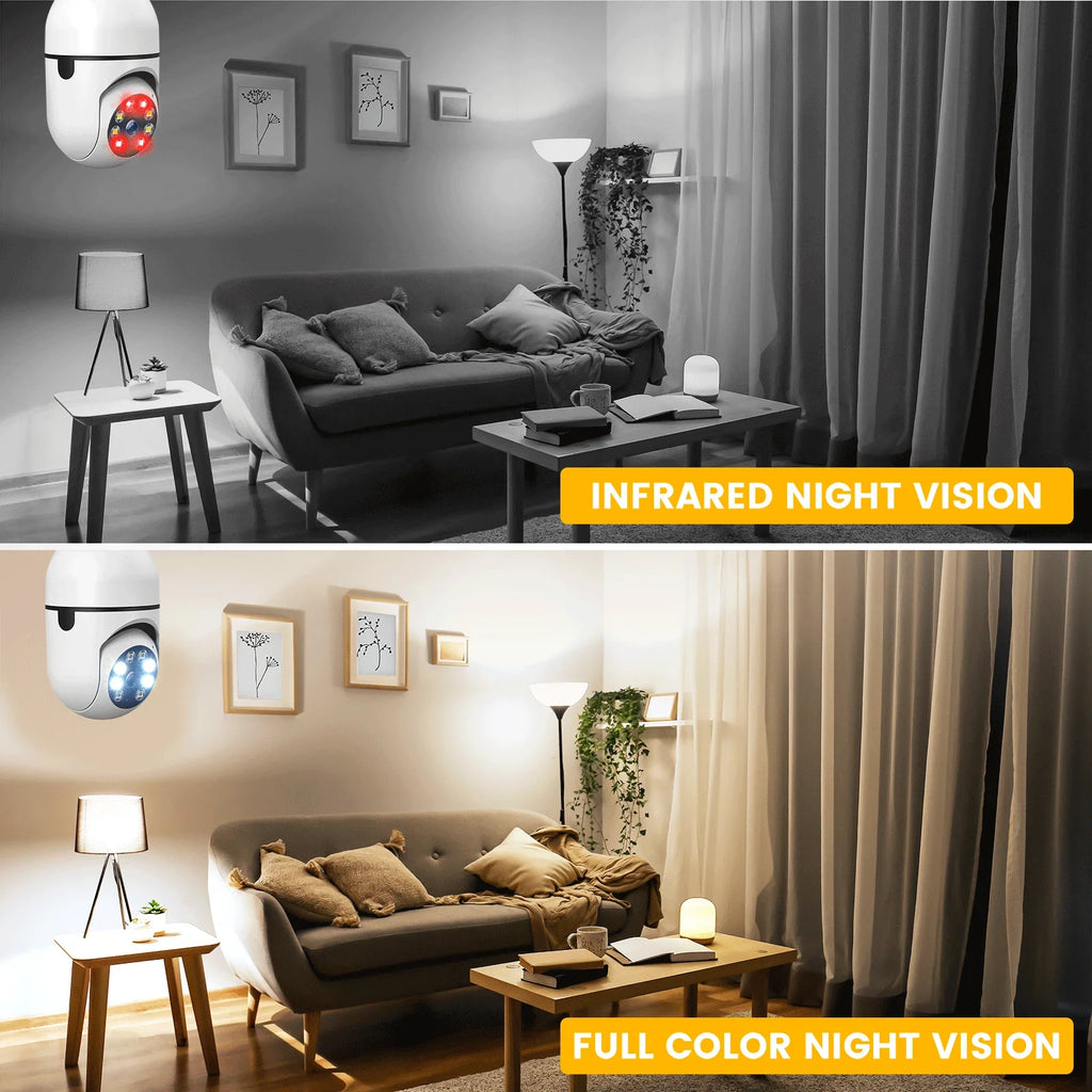 TOGUARD E27 1080P Light Bulb Camera 2.4G Wifi Dome Security Camera Wireless Outdoor, 2-Way Audio Color Night Vision 360° IP Camera with Motion Detection Remote Access (2PCS)