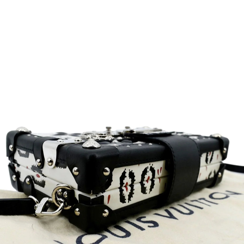 Pre-owned LOUIS VUITTON Petite Malle Graphic Print Leather Crossbody Bag Black/Multicolor