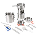 Lixada Camping Cookware Mess Kit, Stainless Steel Folding Wood Stove Pot Pan Set, Portable Tableware Cooking Set for Backpacking and Picnics