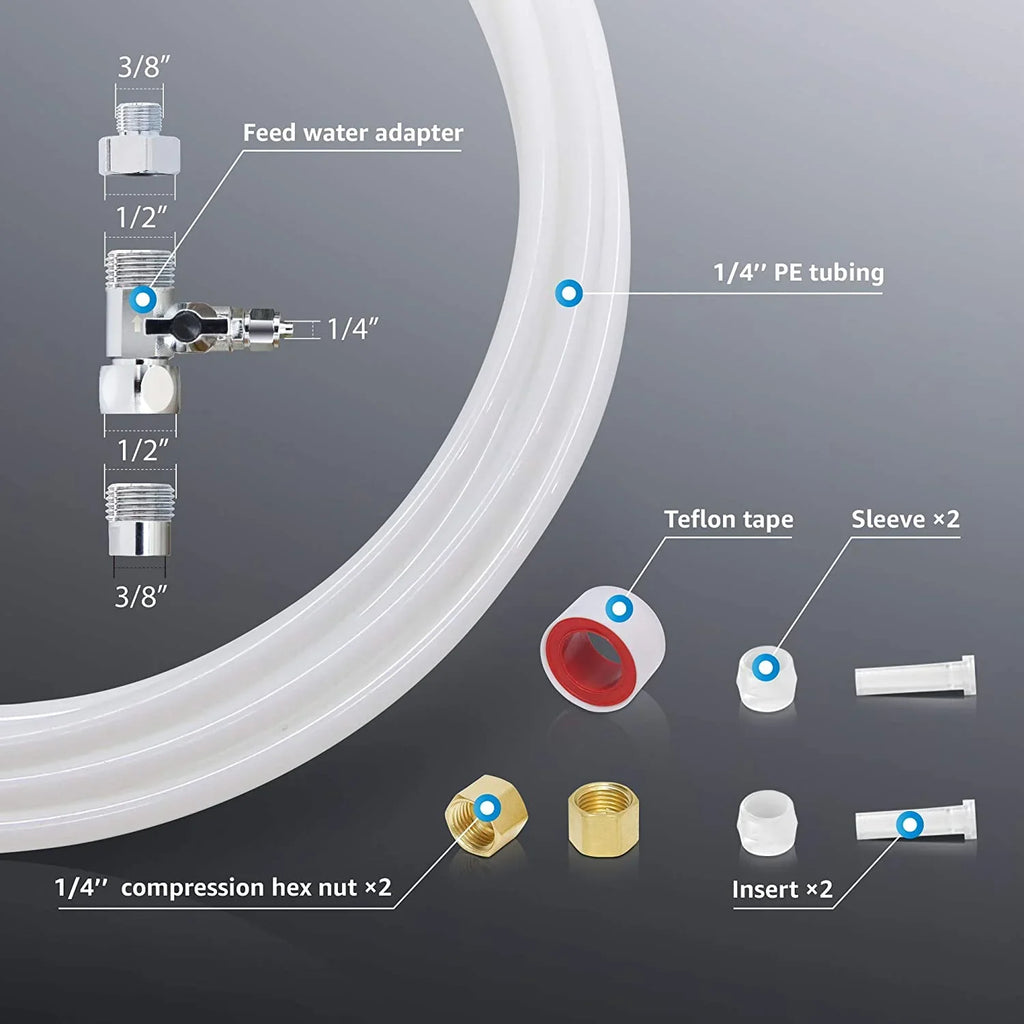 Waterdrop KITA aqua Line Connection Kit for WD-10/15/17UA Series, Connect Under Sink moisture Filtration System to 𝐑𝐞𝐟𝐫𝐢𝐠𝐞𝐫𝐚𝐭𝐨𝐫 & 𝐈𝐜𝐞 𝐌𝐚𝐤𝐞𝐫