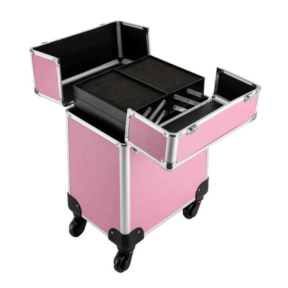 Rolling Extendable Makeup Case Cosmetic Train Box Trolley Large Storage Space