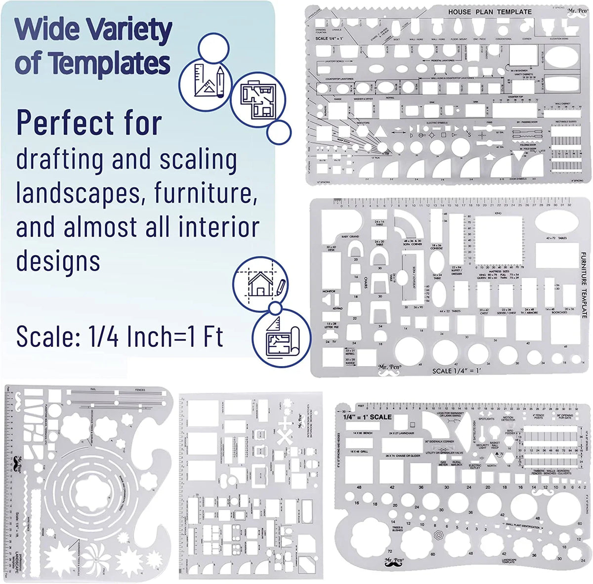Pen- Architect Set, Professional Geometry Set, 17 Pcs, Compass and Protractor Set, Drafting Tools. Mr