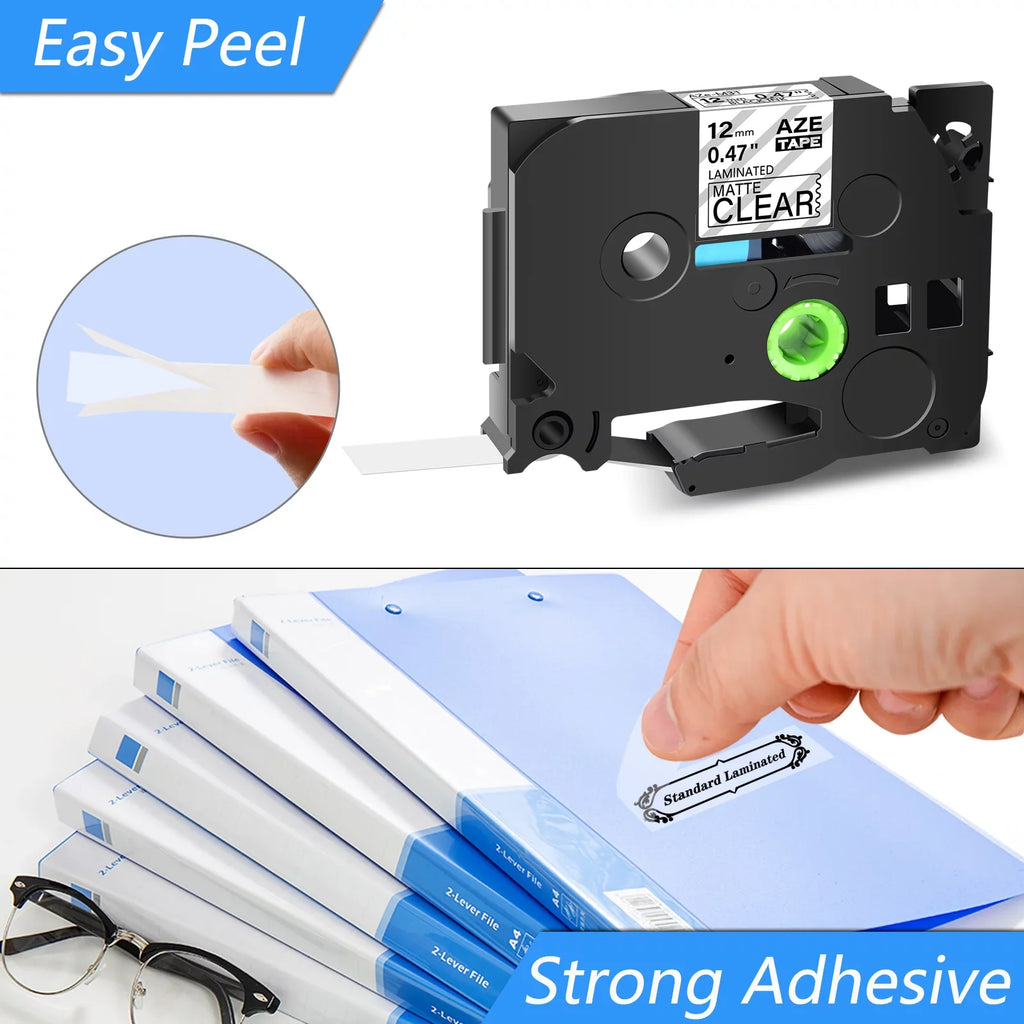 GREENCYCLE 50PK matching for Brother P-touch Black on Matte Clear 12mm 0.47" TZe-M31 TZ-M31 TZM31 TZeM31 Laminated Label Tape