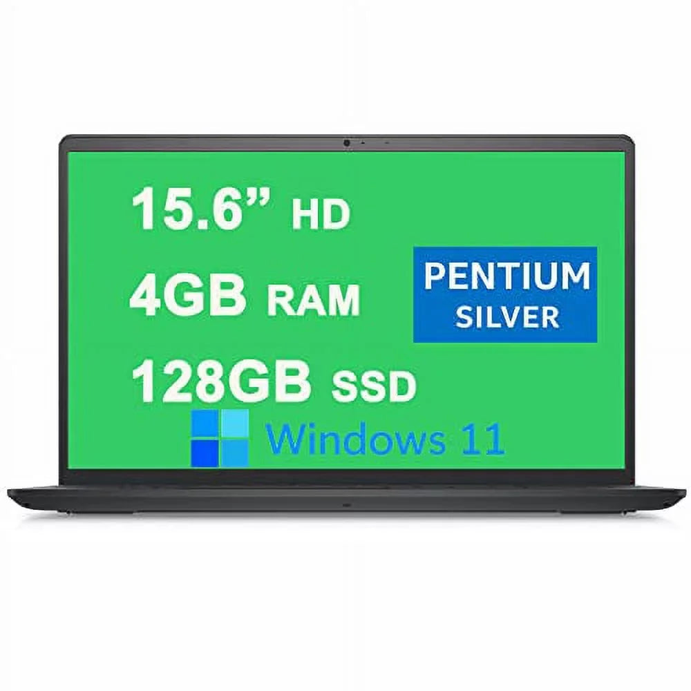 Inspiron 15 3000 3510 Laptop 15.6” HD Narrow Border Display  Quad-Core Pentium Silver N5030 Processor 4GB RAM 128GB SSD  UHD Graphics 605 USB3.2 Win11 Carbon