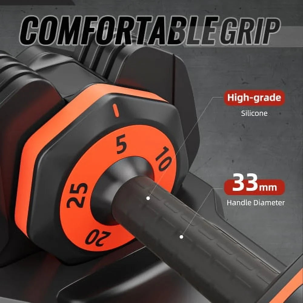 Adjustable Dumbbell Set 25LB Pairs 5 in 1 with Anti-Slip Metal Handle Fast Adjust Dumbbell Weight for Exercises Pair Dumbbells for Men and Women in Home Gym Workout Equipment
