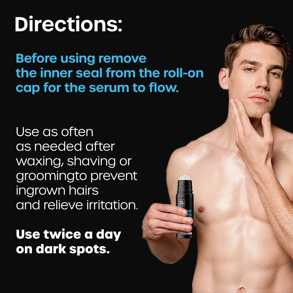 The Man Razor Bumps Serum Roll on by Vanibiss-Ingrown Hair Treatment & Unscented after Shave Solution (3.5fl.oz)