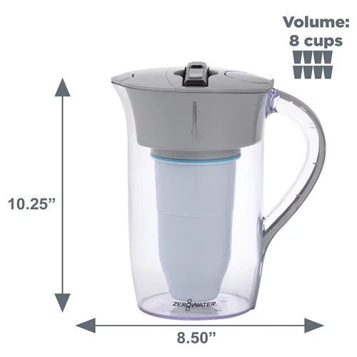 ZeroWater ZR-0810G, 8 Cup Round moisture Filter Pitcher with liquid superior Meter