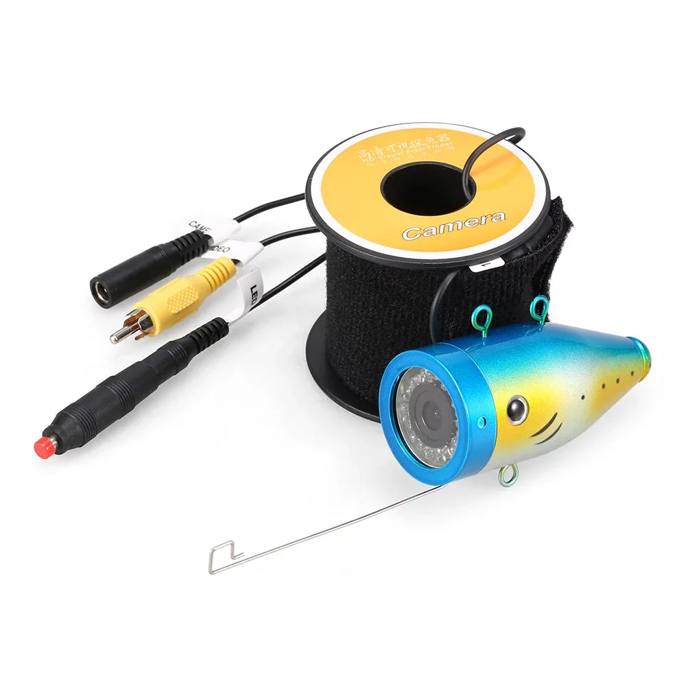 Mixfeer 1200TVL Underwater Fishing 24 LEDs Night Vision Waterproof Fish Shape vessel Ice Fishing Accessories with 15m30m50m Cable