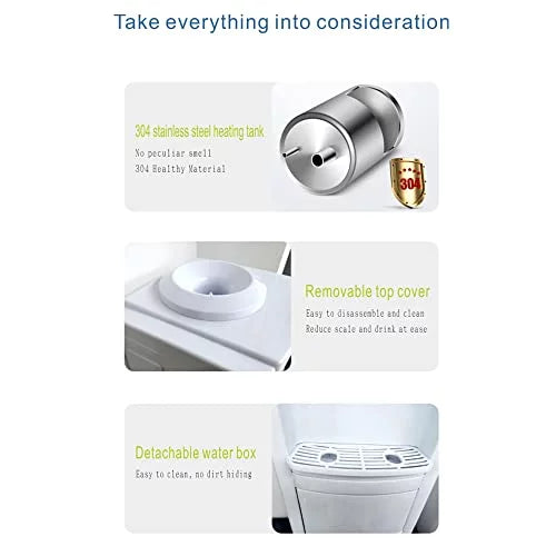 Hot & Cold Top Loading moisture Dispenser,5 Gallons liquid Coolers with Child Safety Lock Removable Drip Tray & Storage Cabinet,moisture Cooler Dispenser for Home,Office(White)