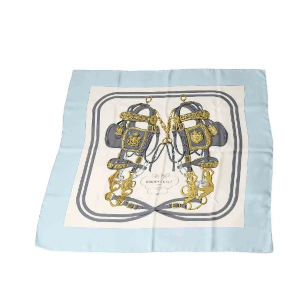 Pre-Owned HERMES Carre90 Hermes light blue scarf (Good)
