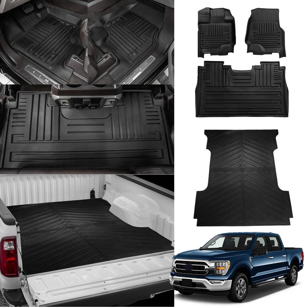 Fit 2015-2024  F150 Lightning SuperCrew Cab Truck Bed Mat 6.5Ft Long Bed Liner F-150 (Fit W/O Fold Flat Storage)