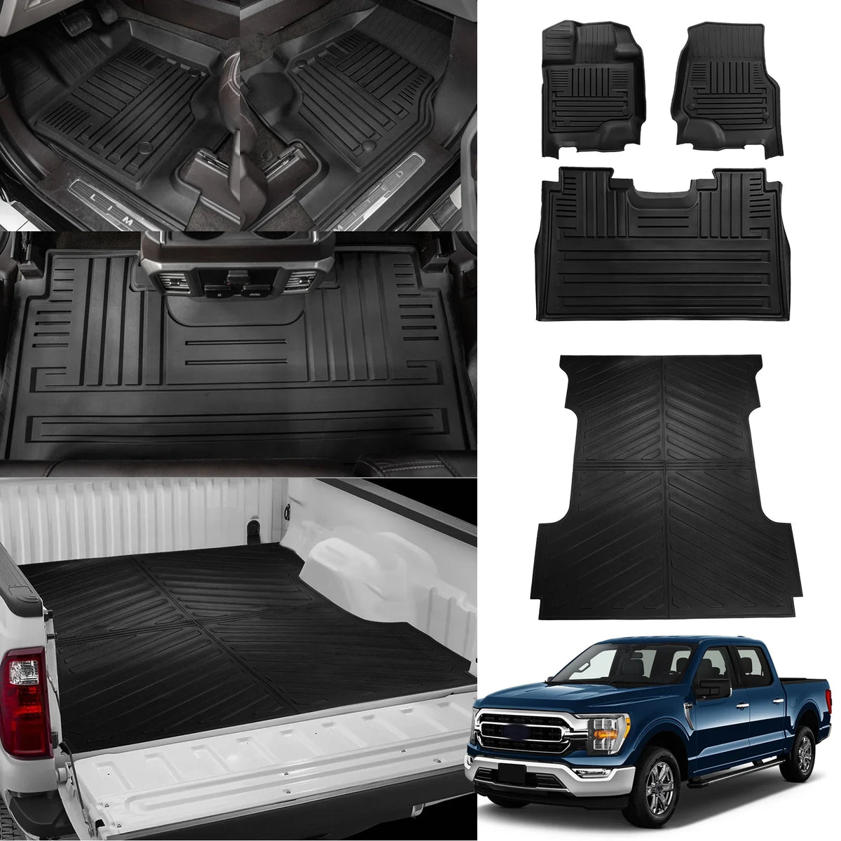 Fit 2015-2024  F150 Lightning SuperCrew Cab Truck Bed Mat 6.5Ft Long Bed Liner F-150 (Fit W/O Fold Flat Storage)